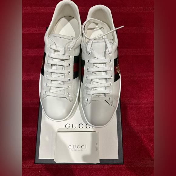 Gucci Shoes Mens Gucci Ace Embroidered Sneakers With Bumblebee And